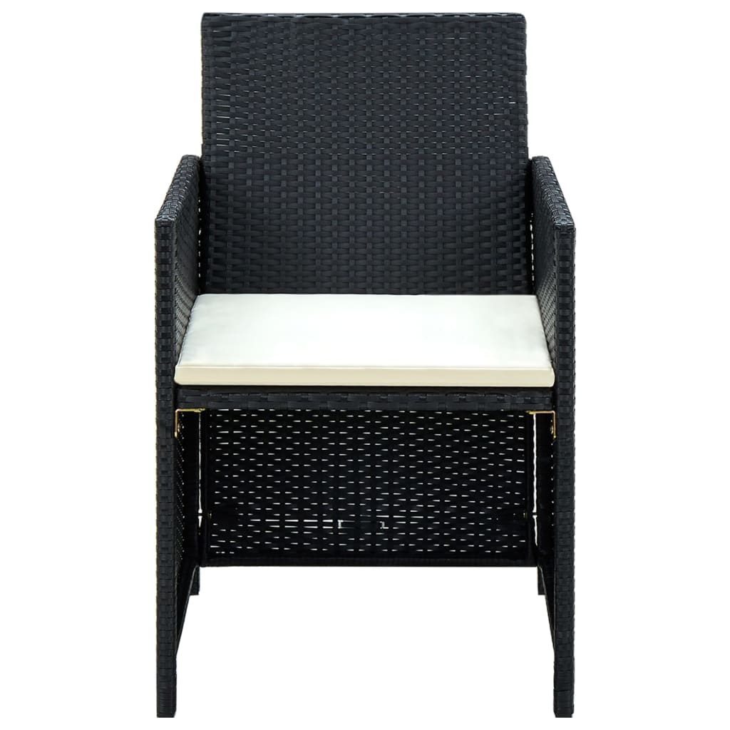 vidaXL Salon de jardin 4 pcs avec coussins résine tressée noir