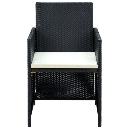 vidaXL Salon de jardin 4 pcs avec coussins résine tressée noir