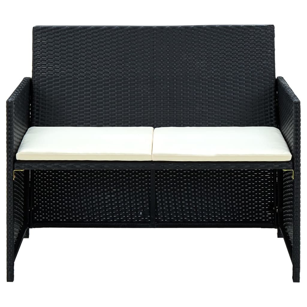 vidaXL Salon de jardin 4 pcs avec coussins résine tressée noir