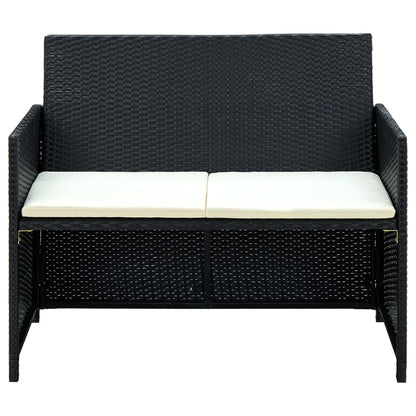 vidaXL Salon de jardin 4 pcs avec coussins résine tressée noir