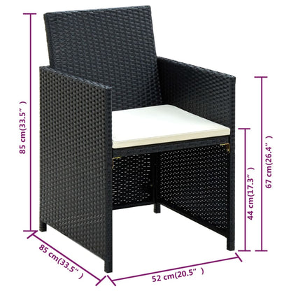 vidaXL Salon de jardin 4 pcs avec coussins résine tressée noir