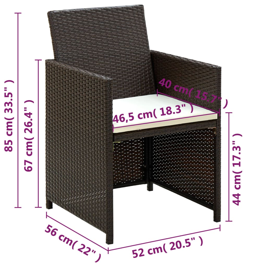 vidaXL 4-tlg. Garten-Lounge-Set mit Auflagen Poly Rattan Braun