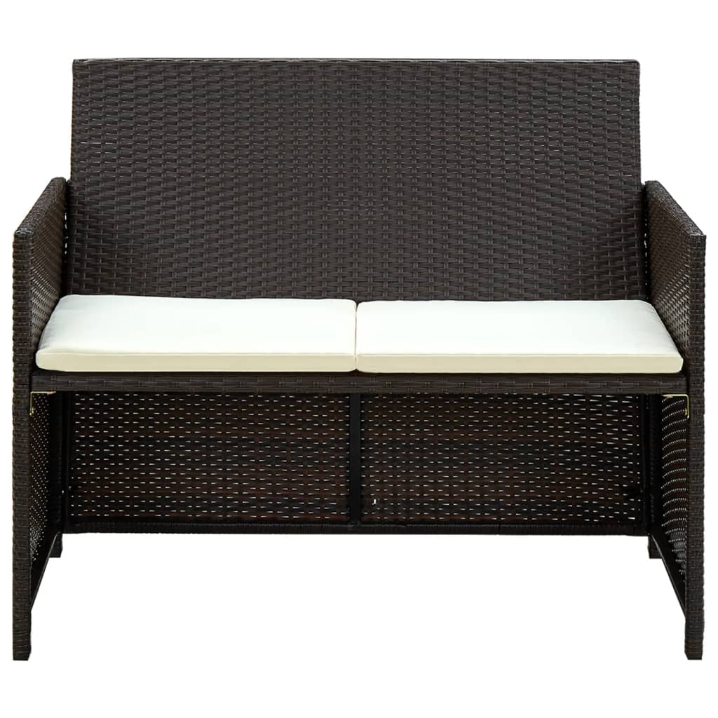 vidaXL 4-tlg. Garten-Lounge-Set mit Auflagen Poly Rattan Braun