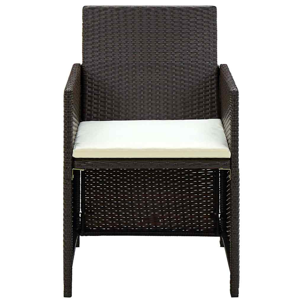 vidaXL 4-tlg. Garten-Lounge-Set mit Auflagen Poly Rattan Braun