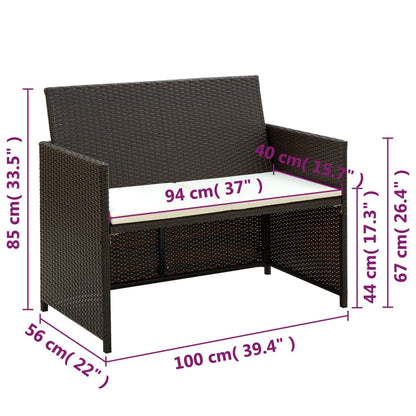 vidaXL 4-tlg. Garten-Lounge-Set mit Auflagen Poly Rattan Braun