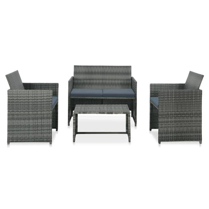 vidaXL Ensemble de jardin de 4 pièces avec coussins résine tressée gris