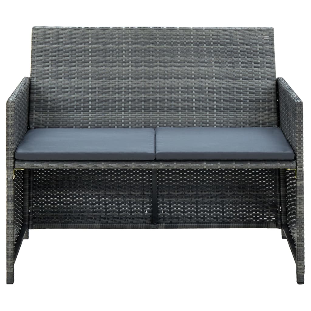 vidaXL Ensemble de jardin de 4 pièces avec coussins résine tressée gris