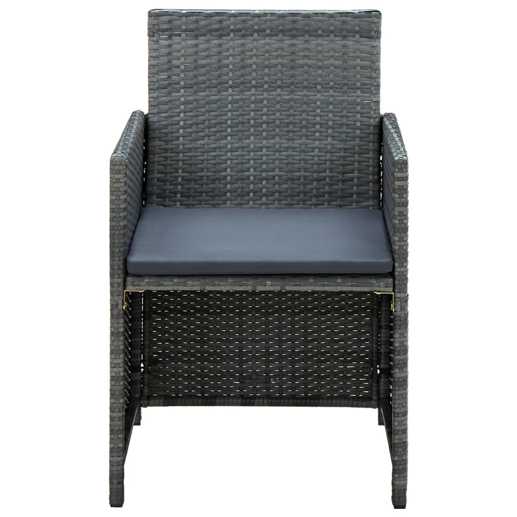 vidaXL Ensemble de jardin de 4 pièces avec coussins résine tressée gris