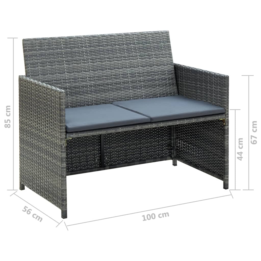 vidaXL Ensemble de jardin de 4 pièces avec coussins résine tressée gris