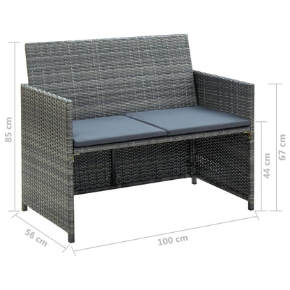 vidaXL Ensemble de jardin de 4 pièces avec coussins résine tressée gris
