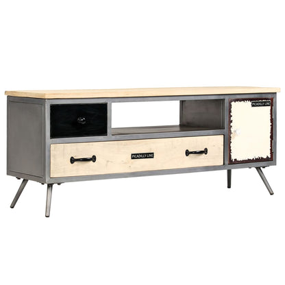 Meuble TV vidaXL en bois de manguier massif et acier 120x30x45 cm