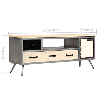 Meuble TV vidaXL en bois de manguier massif et acier 120x30x45 cm