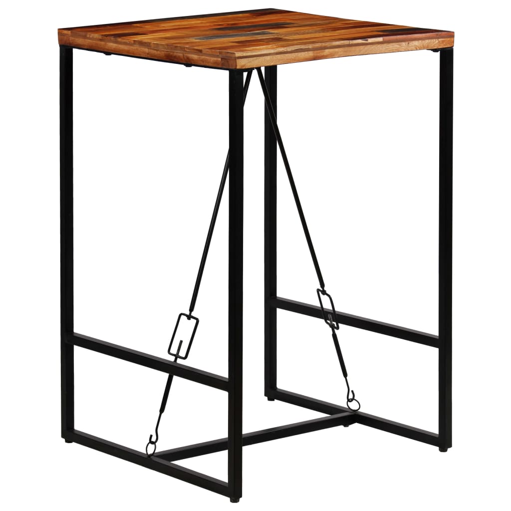 vidaXL Ensemble de bar 3 pcs Bois de récupération massif et cuir de chèvre véritable