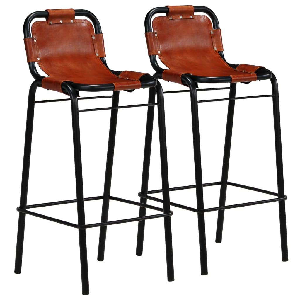 vidaXL Ensemble de bar 3 pcs Bois de récupération massif et cuir de chèvre véritable