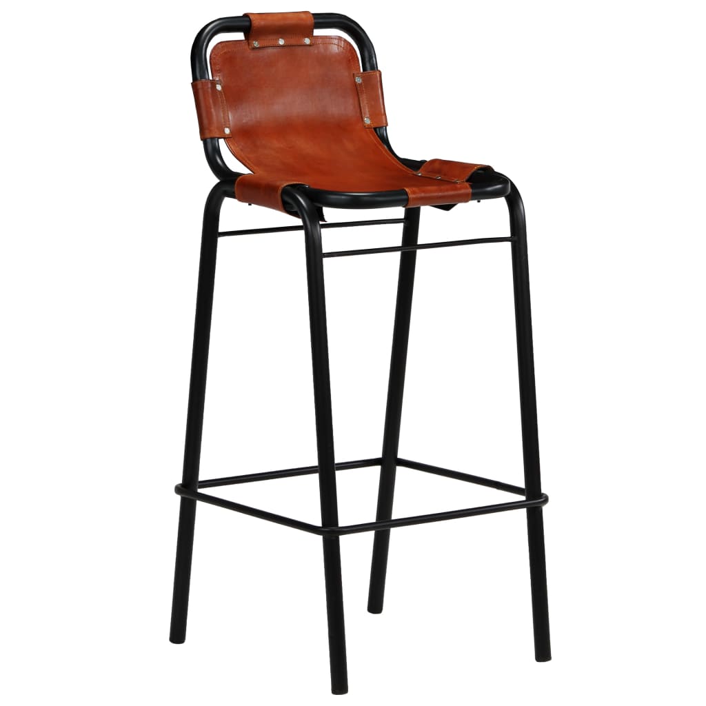 vidaXL Ensemble de bar 3 pcs Bois de récupération massif et cuir de chèvre véritable