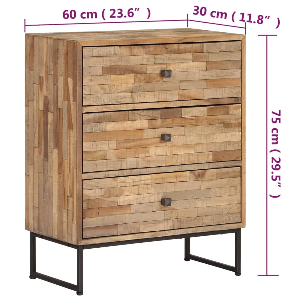 vidaXL Sideboard Recyceltes Teakholz 60x30x75 cm