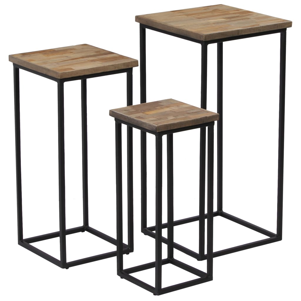 vidaXL Beistelltisch-Set 3-tlg. Recyceltes Teak
