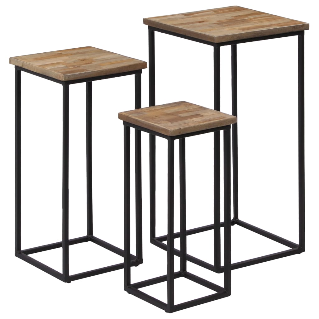 vidaXL Beistelltisch-Set 3-tlg. Recyceltes Teak