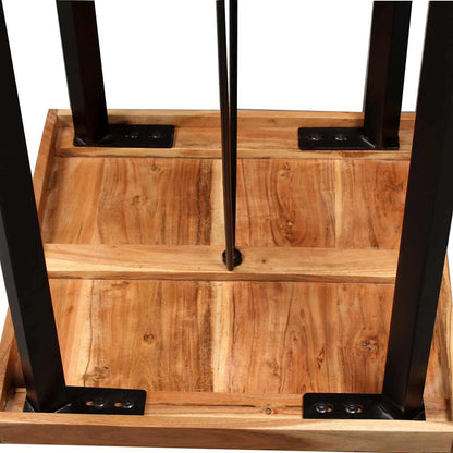 vidaXL Ensemble de bar 3 pcs Bois d'acacia massif, cuir véritable et toile