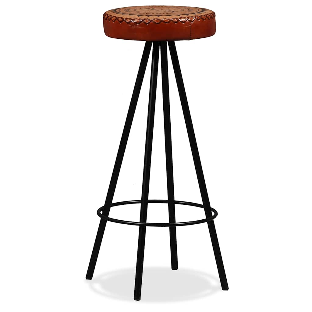 vidaXL Ensemble de bar 3 pcs Bois d'acacia massif, cuir véritable et toile