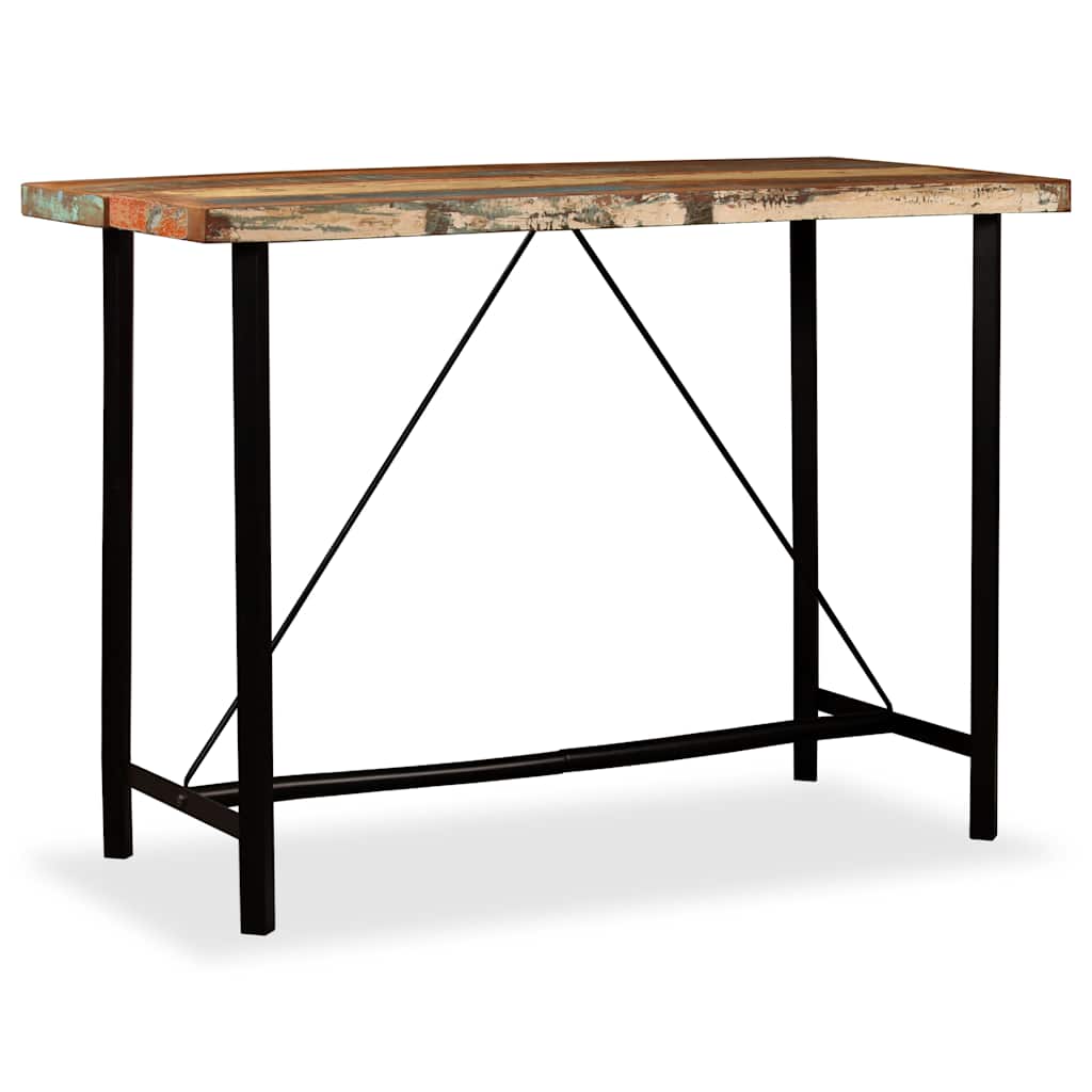 vidaXL 7-tlg. Bar-Set Altholz Massiv und Echtleder
