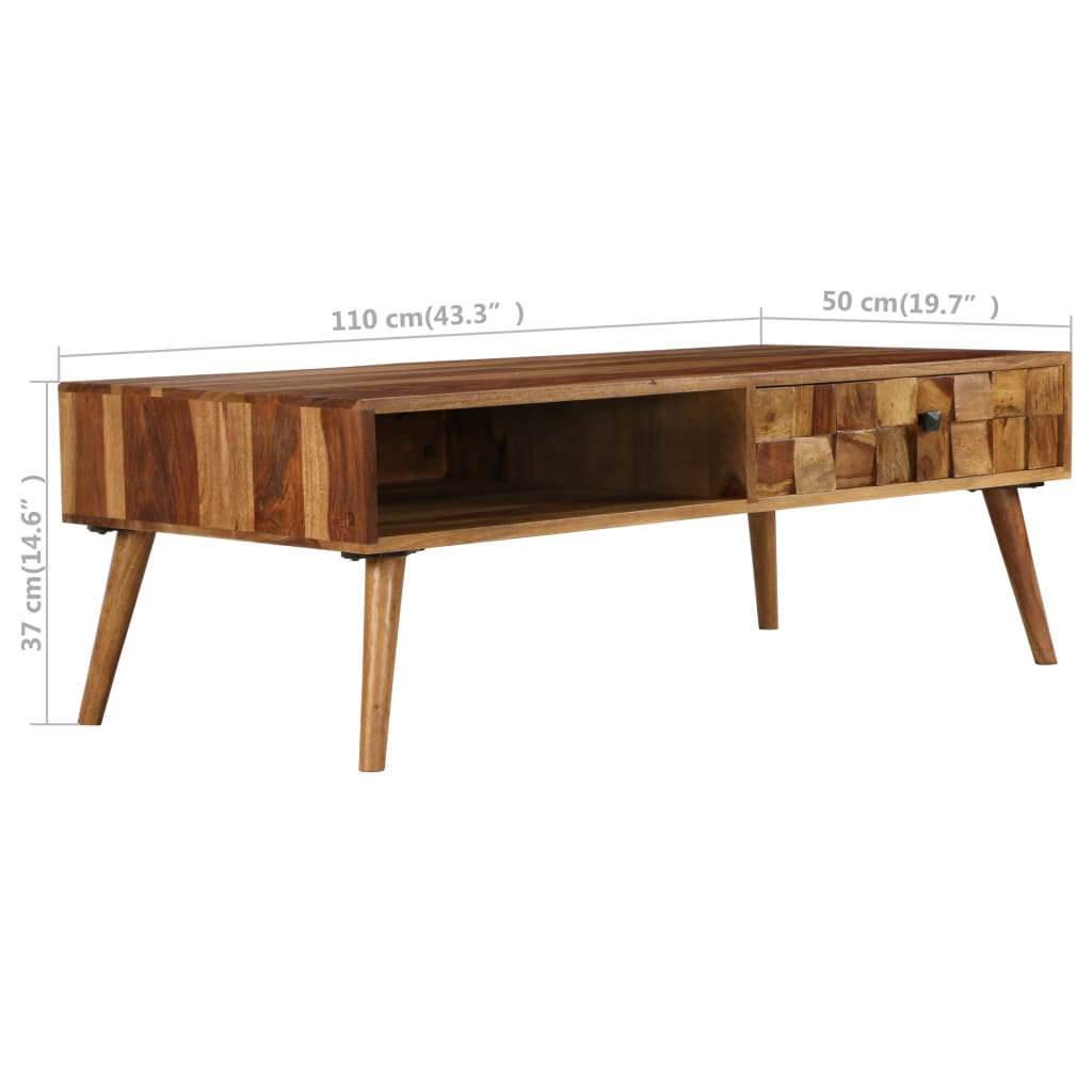 vidaXL Couchtisch Massivholz Akazie Honigbraun 110x50x37 cm