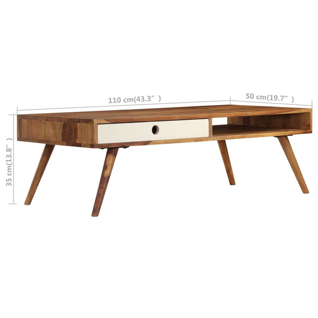 vidaXL Table basse 110x50x35 cm Bois de Sesham massif