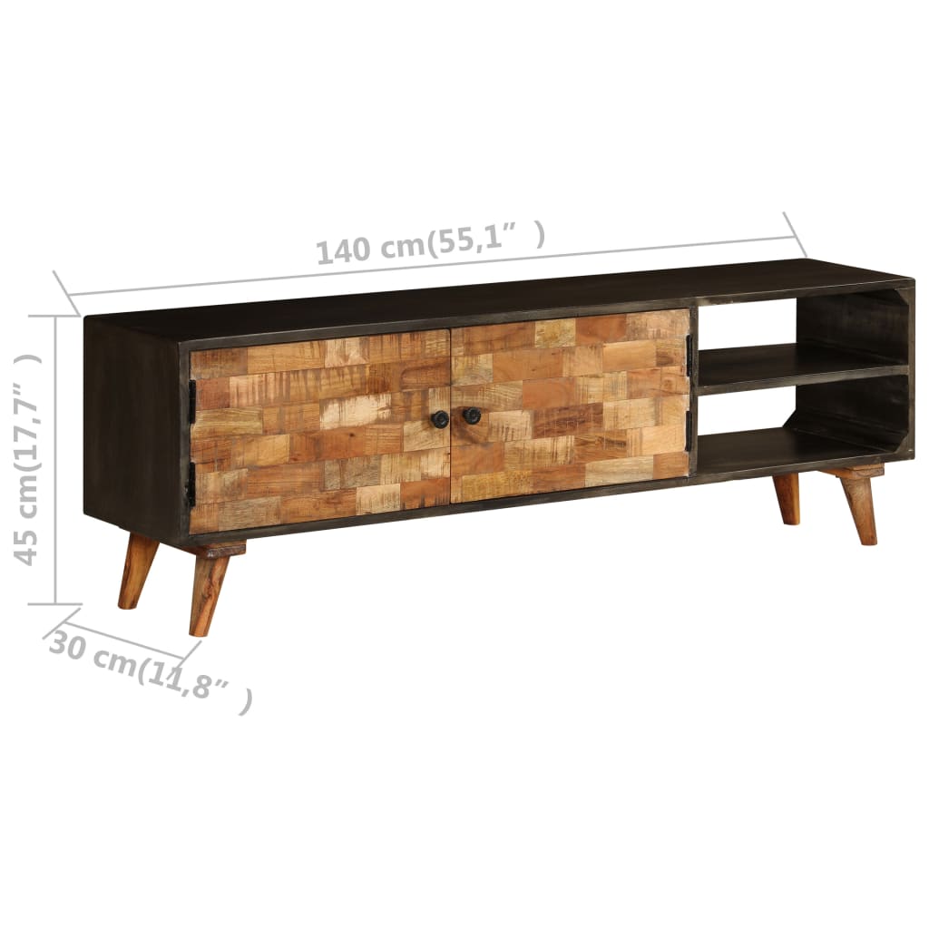 vidaXL Meuble TV bois de manguier massif 140x30x45 cm