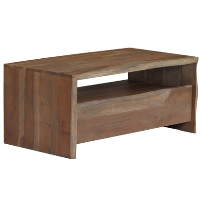 vidaXL Table basse bois d'acacia massif bords naturels 90x50x40 cm gris