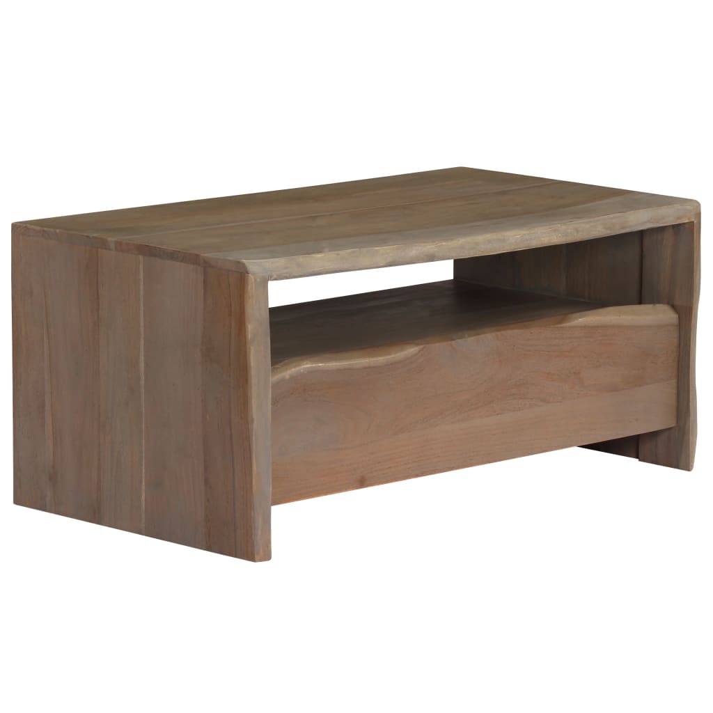vidaXL Table basse bois d'acacia massif bords naturels 90x50x40 cm gris
