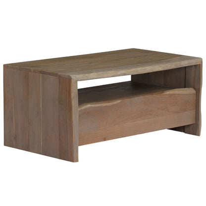 vidaXL Table basse bois d'acacia massif bords naturels 90x50x40 cm gris