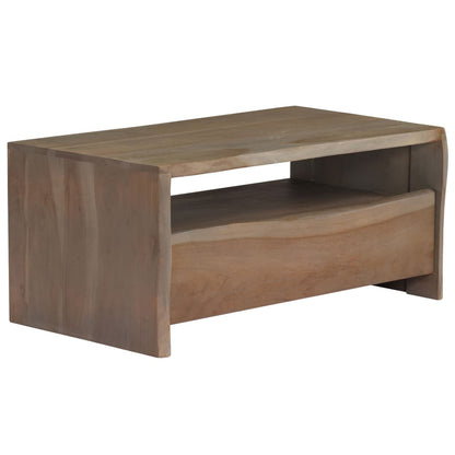 vidaXL Table basse bois d'acacia massif bords naturels 90x50x40 cm gris