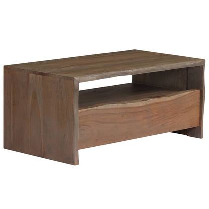 vidaXL Table basse bois d'acacia massif bords naturels 90x50x40 cm gris