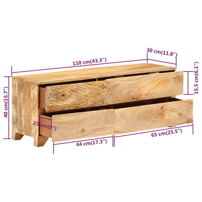 vidaXL Meuble TV en bois de manguier massif 110x30x40 cm