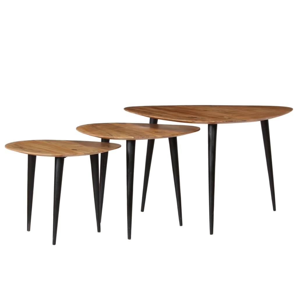 vidaXL Table basse 3 pcs Bois d'acacia massif