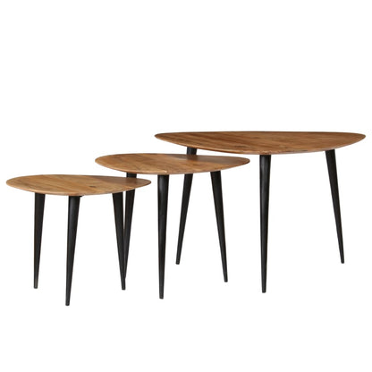 vidaXL Table basse 3 pcs Bois d'acacia massif