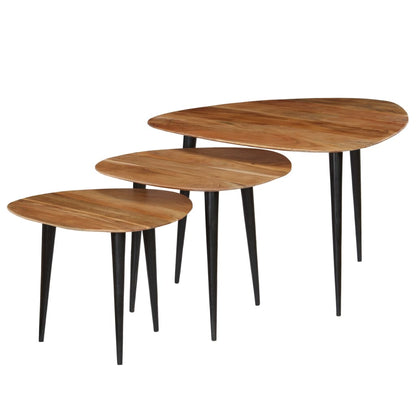 vidaXL Table basse 3 pcs Bois d'acacia massif