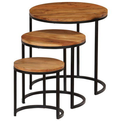 vidaXL Table basse, ensemble de 3, bois d'acacia massif
