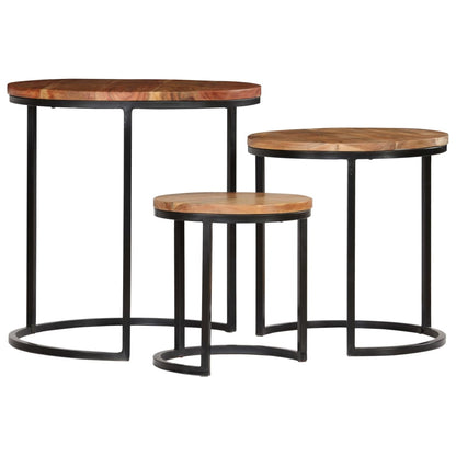 vidaXL Table basse, ensemble de 3, bois d'acacia massif