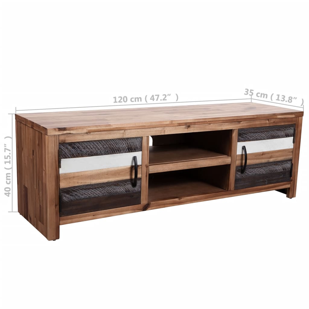 Meuble TV vidaXL en bois d'acacia massif 120x35x40 cm