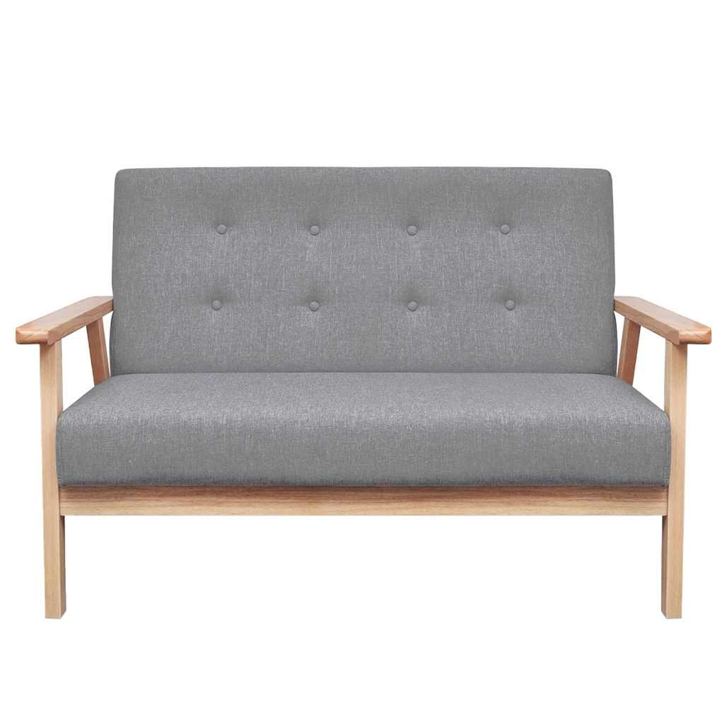 vidaXL Sofa-Set 2-tlg. Stoff Hellgrau