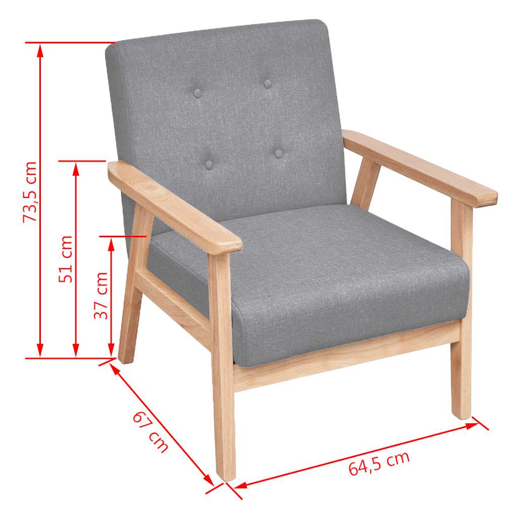 vidaXL Sofa-Set 2-tlg. Stoff Hellgrau