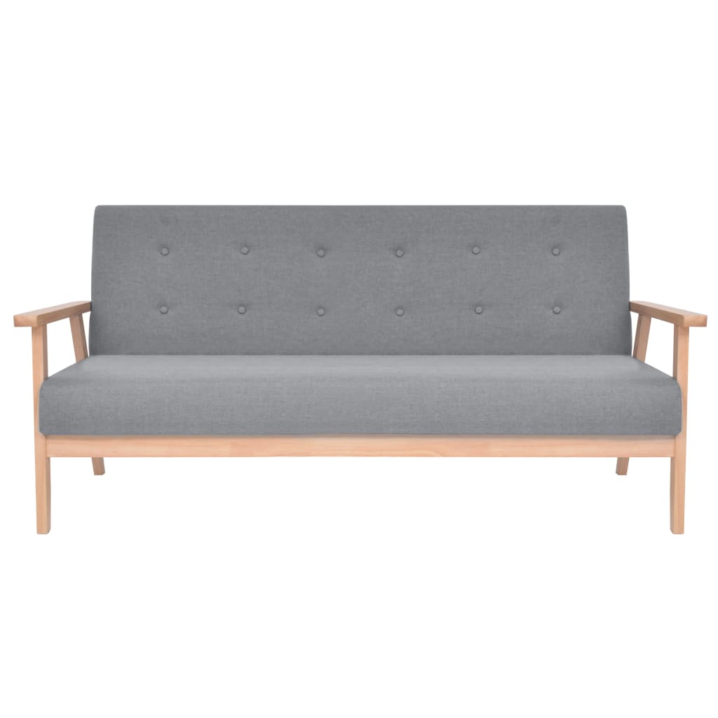 vidaXL Sofa-Set 3-tlg. Stoff Hellgrau