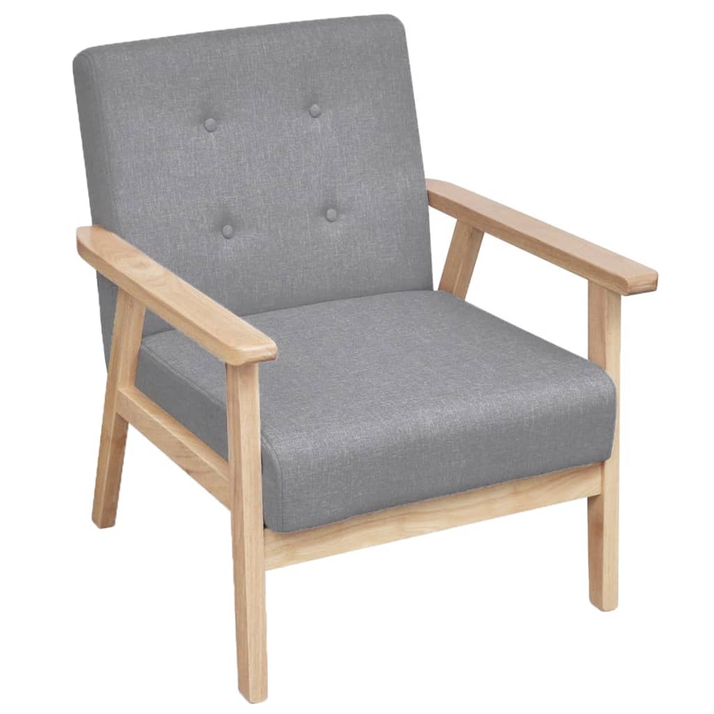 vidaXL Sofa-Set 3-tlg. Stoff Hellgrau