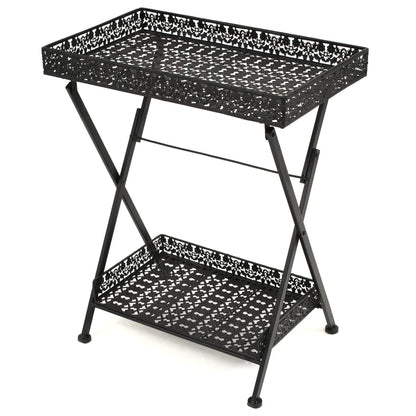 vidaXL Beistelltisch Klappbar Vintage Metall 58 x 35 x 72 cm Schwarz