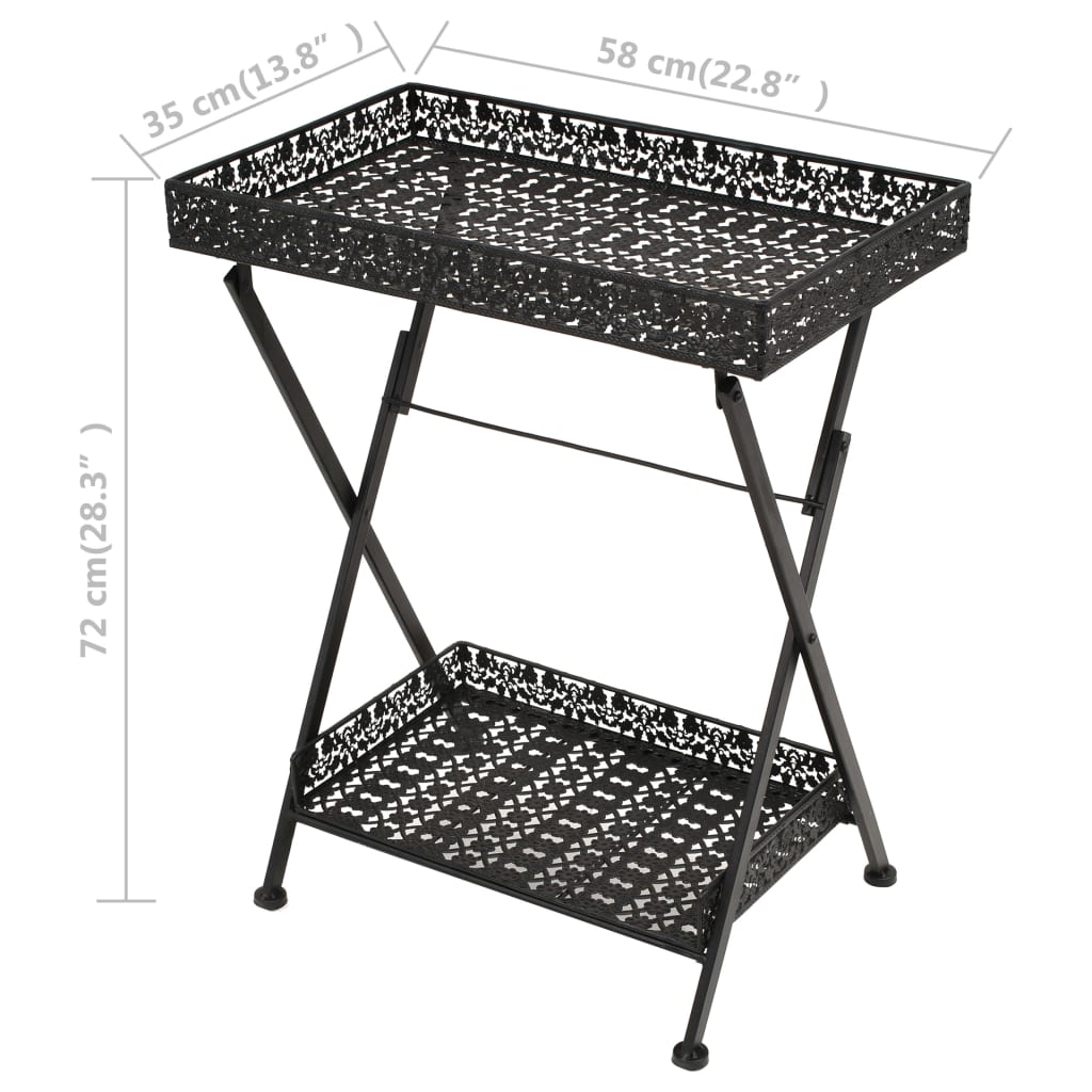 vidaXL Beistelltisch Klappbar Vintage Metall 58 x 35 x 72 cm Schwarz