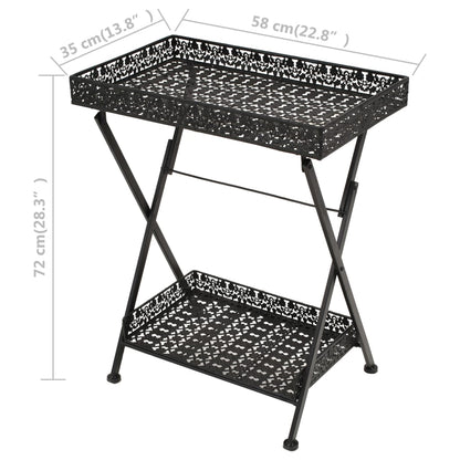 vidaXL Beistelltisch Klappbar Vintage Metall 58 x 35 x 72 cm Schwarz
