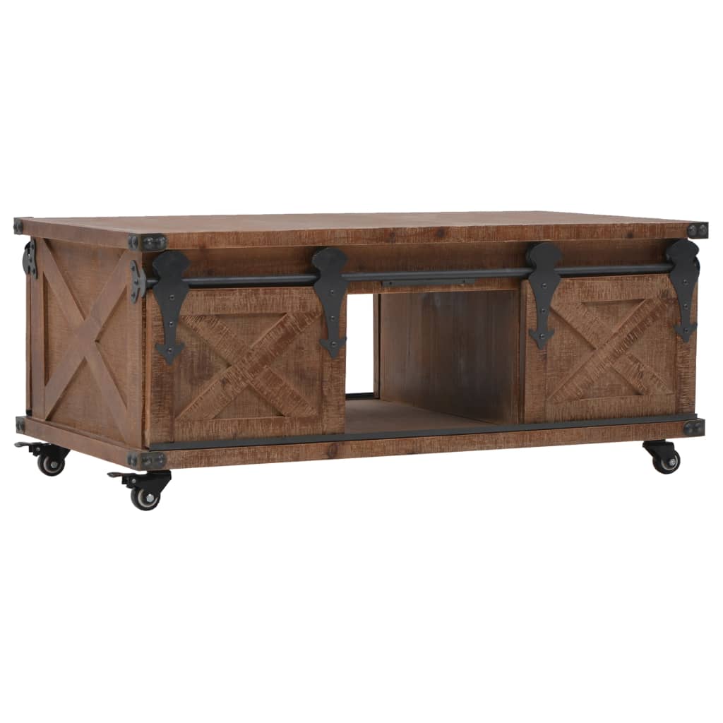 vidaXL Table basse en bois de sapin massif 91x51x38 cm Marron