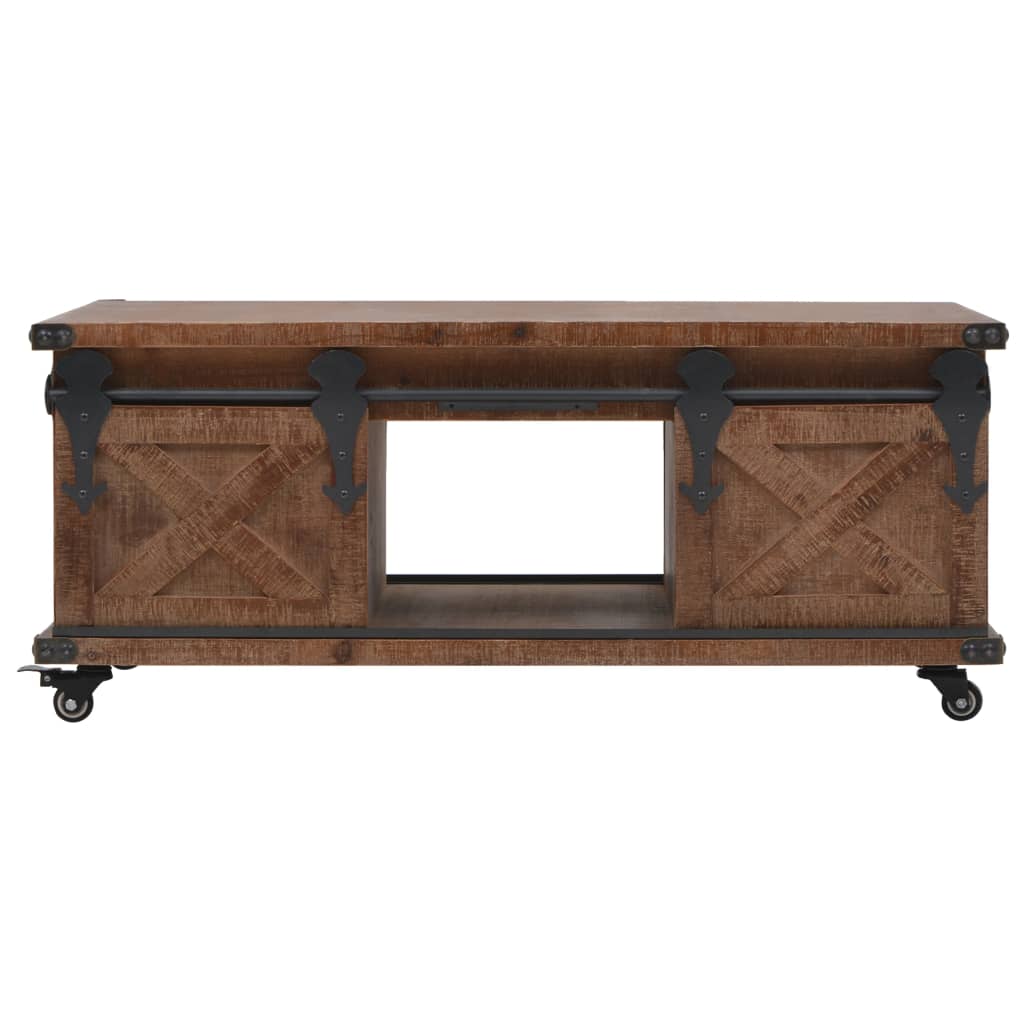 vidaXL Table basse en bois de sapin massif 91x51x38 cm Marron