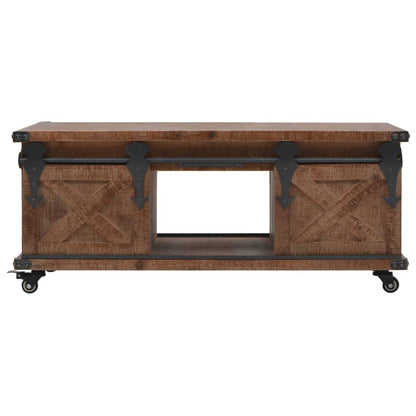 vidaXL Table basse en bois de sapin massif 91x51x38 cm Marron